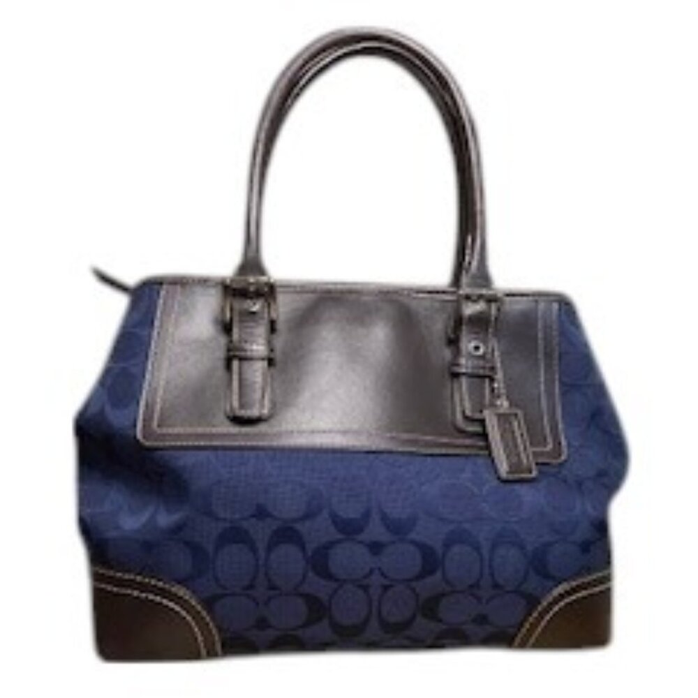 Coach Signature Sateen Handbag Navy/Espresso - G0732-F11220